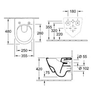 Унитаз подвесной Villeroy & Boch Subway 2.0 5606 R0 01 (355х480) безободковый, белый
