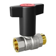 Кран шаровый 3/4" ВН LD Pride Т-рукоятка RED+BLUE, черная пластиковая LD 47.342.20 RB