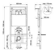 BERGES комплект инсталляции с клавишей смыва L5 черной, унитаз EGO Rimless 4в1 047215