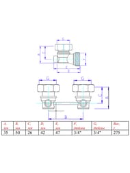 Узел для нижнего подключения радиатора VALTEC 3/4" угловой, евроконус VT.345.ANE.05 — изображение 10