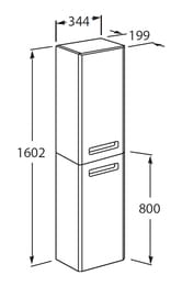 Пенал Roca Gap (344х199х1602) подвесной, левый, белый глянец ZRU9302884