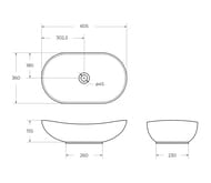 Раковина накладная BelBagno 605х370х150 овальная, без отверстия под смеситель, белый BB1404