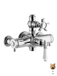 Смеситель Nicolazzi Thermostatico для душа настенный, термостат, ручки P.M.Blanc, бронза 4917BZ78 — миниатюра 1
