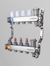 Коллекторная группа VALTEC  3 выхода, 1"х3/4" с расходомерами, нержавеющая сталь VTc.579.EMNX.0603