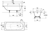 Ванна стальная Kaldewei EUROWA FORM PLUS (1400х700х390) прямоугольная 119512030001
