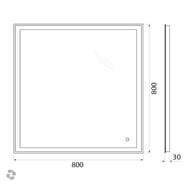 Зеркало BelBagno (800x30x800) с подсветкой и сенсорным выключателем SPC-GRT-800-800-LED-TCH