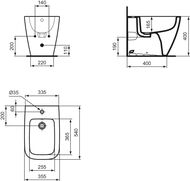 Биде напольное Ideal Standard i life B 355х540х400 пристенное, с крепежом, белый T461701