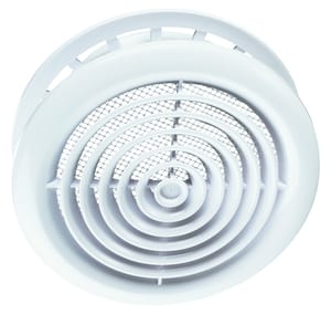 Диффузор Vents МВ 125 ПФс с фланцем D125, защитная сетка от насекомых, белый АБС-пластик