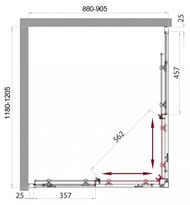 Душевой уголок BelBagno Sela (1180-1205х880-905) AH-2-120/90-C-Cr, стекло прозрачое/хром