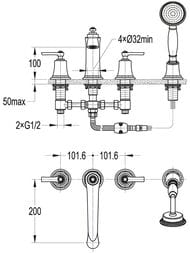 ��������� CEZARES LIBERTY-BVD4-01/LIBERTY-F-BVD4-01 �� ���� �����, 4 ���������, � ��������� �����