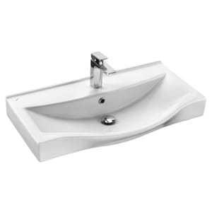 Раковина Aquaton Беверли 80 1WH302422 800x480x165 мм, перелив, отверстие под смеситель, белый фарфор