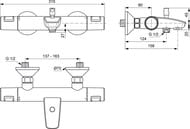 Набор смесителей 3в1 Ideal Standard CERATHERM T25 для умывальника, термостат для ванны/душа BC984AA