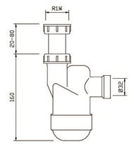 Сифон Prevex Ventloc 1.1/4" d32/50 для раковины, с шариком внутри, накидная  гайка, 3010001