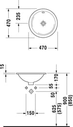 Умывальник встраиваемый сверху DURAVIT ARCHITEC 470х170 перелив 0468470000