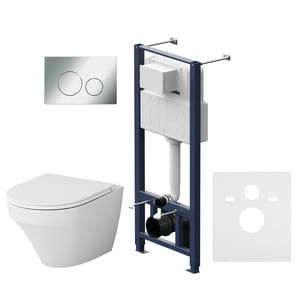 Комплект инсталляции AM.PM клавиша Pro L глянцев.хром + унитаз Inspire FlashClean сиденье микролифт IS49051.501700