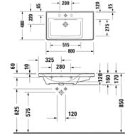 ����� � ��������� Duravit D-Neo 800�440�480 ���������, 1 ����, ������ ��� DE4255004160000+2369800000