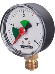Манометр Watts F+R201, 0-4 бар, 3/8", D63мм, бок.подкл. (радал.), с указат.предела,  10007736 — миниатюра 1