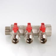 Коллектор VALTEC 1" на 3 подв.с кранами 1/2"Н никель VTc.580.N.0603