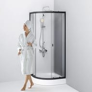 Душевой уголок AM.PM X-Joy Twin Slide (80х80х185) профиль мат. черный/прозрачное W88G-205-080BT64