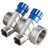 Коллектор VALTEC 3/4" на 2 подв.с вентилями 1/2"Н никель VTc.560.N.0502