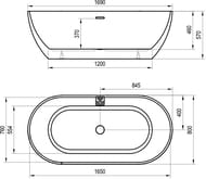 Ванна акриловая RAVAK FREEDOM 169x80 отдельностоящая, овальная, белая