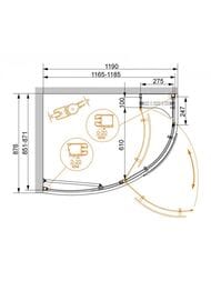 ������� ������ CEZARES ELENA (1165-1185x851-871x1950) W-RH-1-120/90-C-Cr-L ������ �����/����