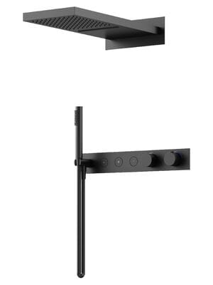 Душевой комплект SANCOS Linn SC9023MB  c термостатом, внутр.частью, верх./руч. душем, черн. матовый