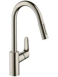 Смеситель Hansgrohe Focus M41 для кухни 240мм вытяжной поворотный излив сталь 31815800 — миниатюра 1