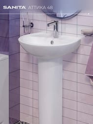 Умывальник Санита АТТИКА-48 (480х415) с отверстием под смеситель WB.PD/Attica/48-C/WHT.G/S1