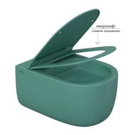 Унитаз подвесной Berges EGO XL 540х360х330 безободковый, сиденье с микролифтом, темно-зеленый 082141