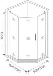 Уголок душевой GOOD DOOR BAS PANDORA PNT-90-C-CH (90х90) пятиугольный, без поддона