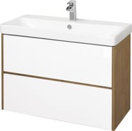 Тумба под умывальник AQUATON Сканди 90 1A251901SDZ90 882x427x591 2 ящика, белый глянец/дуб рустика