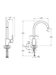 Смеситель для мойки Vitra Minimax S A4209136EXP однозахватный, излив 189мм, матовый черный