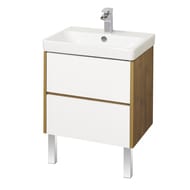 Тумба под умывальник AQUATON Сканди 70 1A251801SDZ90 682x427x591 2 ящика, белый глянец/дуб рустика