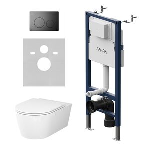 Комплект инсталляции AM.PM клавиша PrimeFit L черный мат. + унитаз Func с сиденьем IS90138.8F1701