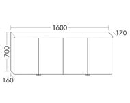���������� ���� Burgbad Lin20 1600�700�170 LED, 4 ������, ������, ��� ������� SPQK160F5354