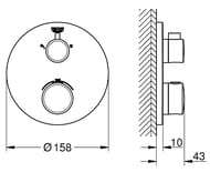 ��������� Grohe Grohtherm 24076000 ��������� ��� ����, ������������� 2 ������, ������� �����, ����