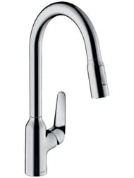 Смеситель Hansgrohe Focus M42 для кухни 220 мм вытяжной поворотный излив хром 71800000 — миниатюра 1