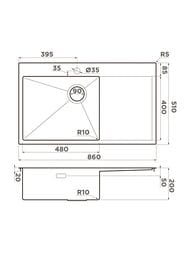 ����� Omoikiri AKISAME 86-LG L Side (860�510�200) ���� �����, ������ �������, ������� ������ 4997045