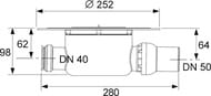 Комплект точечного трапа TECEdrainpoint S с сифоном DN 50, с декоративной решеткой KDP-S120