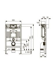 TECE Profil Uni 2.0 Инсталляция для унитазов-биде (высота 82 см) 9300380