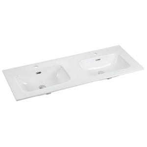 Раковина накладная Ceramicanova Element 1210х465х180 2 чаши, 2 отв. под смеситель, белый CN7004