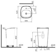 Раковина Vitra Plural 492х525 напольная, антибактериальное покрытие,белый мат. 7814B401-0041