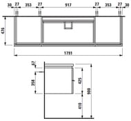 Тумба под умывальник Laufen CASE for Living Square 4.0136.2.075.519.1 (1790х475х460) 2 ящ.,2 дв. известковый дуб