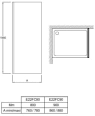 ������� ������ Jacob Delafon CONTRA 800�1950 ������ ����������, ������� ������ E22FC80-BL
