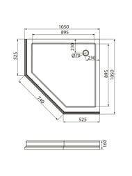 Поддон душевой Migliore DIADEMA (1050х1050х160) стеклокомпозит, белый+хром 24586 — изображение 2