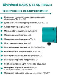   SHINHOO BASIC S 32-6S 180 1x230, 2",  , 71211005