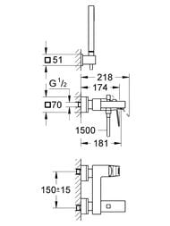 ��������� Grohe Eurocube 23141000 ��� �����/���� ������������, ����� 174 ��, � ������� �������