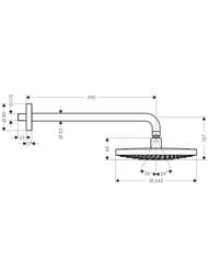 Чертёж Верхний душ Hansgrohe Raindance Select S 240 2jet с держателем 390 мм, белый/хром 26466400