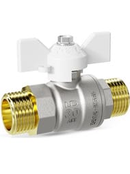 Кран шаровый 3/4" НН LD Pride бабочка белая, наружная/наружная резьба 47.20.Н-Н.Б (white)